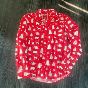 🎄🎅🏻DENIM & FLOWER HOLIDAY BUTTON DOWN🎅🏻🎄SIZE SMALL🍍